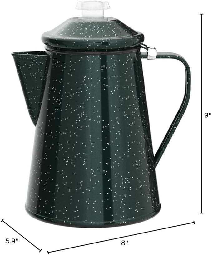 GSI Outdoors Percolator Coffee Pot | Enamelware Campfire Coffee Boiler Kettle for Outdoor Camping Cookware, Cabin, RV, Kitchen, Hunting & Backpacking