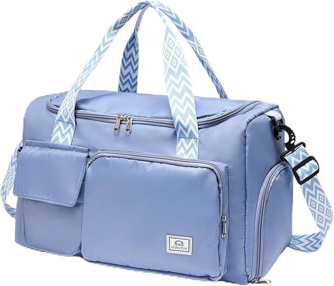 Small Gym Bag for Women, Travel Duffle Bag Carry On Weekender Bag with Shoe Compartment