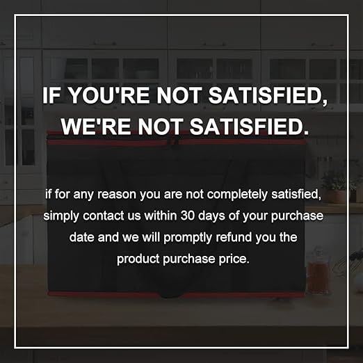 Bodaon Insulated Food Delivery Bag, XX-Large Reusable Grocery Shopping Bags, Picnic Cooler Bag Zipper/Zippered Top Cold, Black with Red Edge, 1-Pack