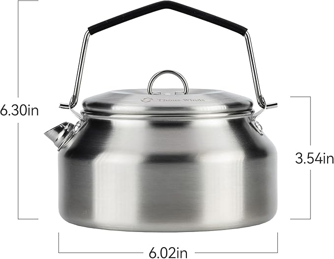 Camping Kettle 1Liter, Camp Tea Coffee Pot Stainless Steel Outdoor Hiking Kettle Pot Lightweight Durable Camping Tea Kettle