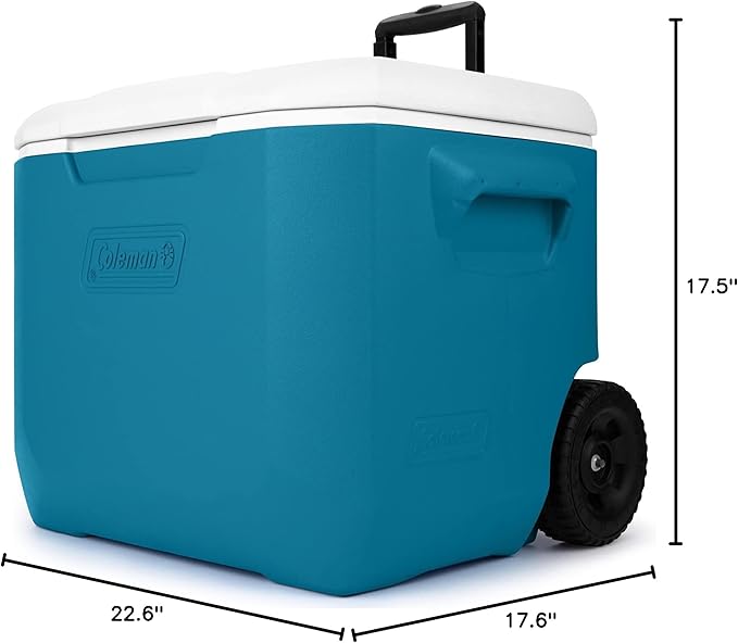 Coleman Chiller Series 60qt Wheeled Portable Cooler Insulated Hard Cooler with Ice Retention & Heavy-Duty Wheels & Handle Great for Camping Tailgating Beach Picnic Groceries Boating & More
