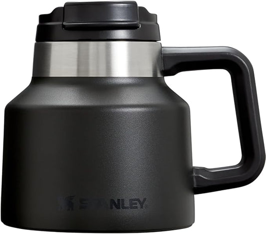 Stanley Tough-To-Tip Admiral's Mug 20 oz | Twist-on Flip Open Lid | Wide Body with Non-Skid Rubber Base | Insulated Stainless Steel Coffee Cup | BPA-Free | Black 2.0