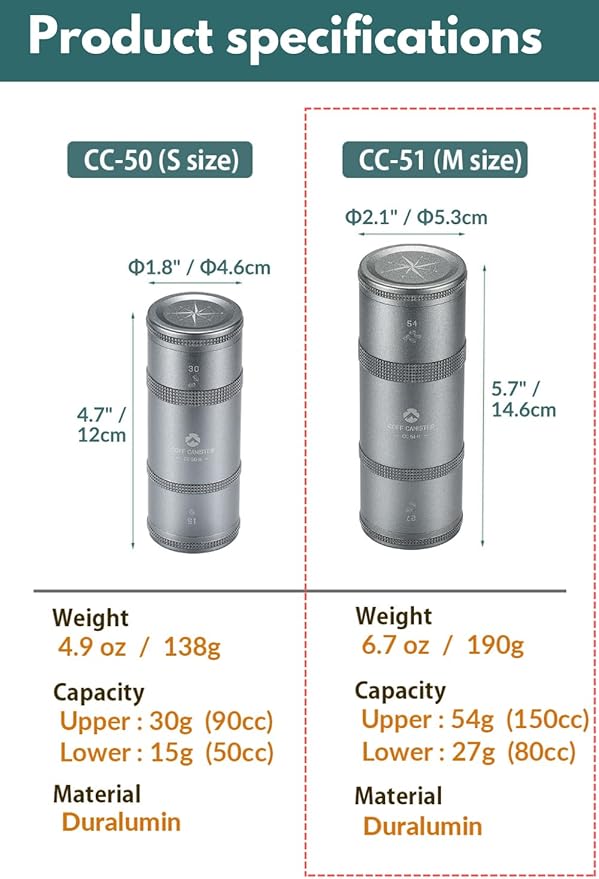 camping moon Coffee Canister 2-Stage CNC Cutting Duralumin CC-51-H