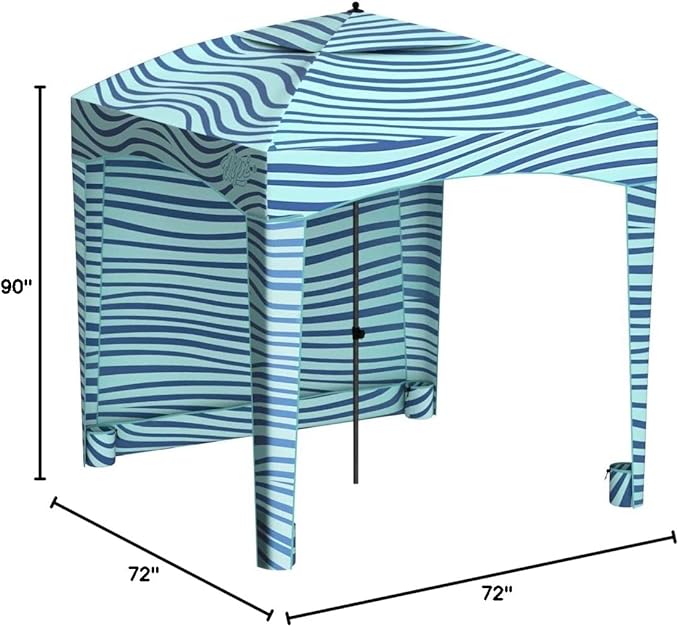 Qipi Beach Cabana - Easy to Set Up Canopy, Waterproof, Portable 6' x 6' Beach Shelter, Included Side Wall, Shade with UPF 50+ UV Protection, Ultimate Sun Umbrella - for Kids, Family & Friends