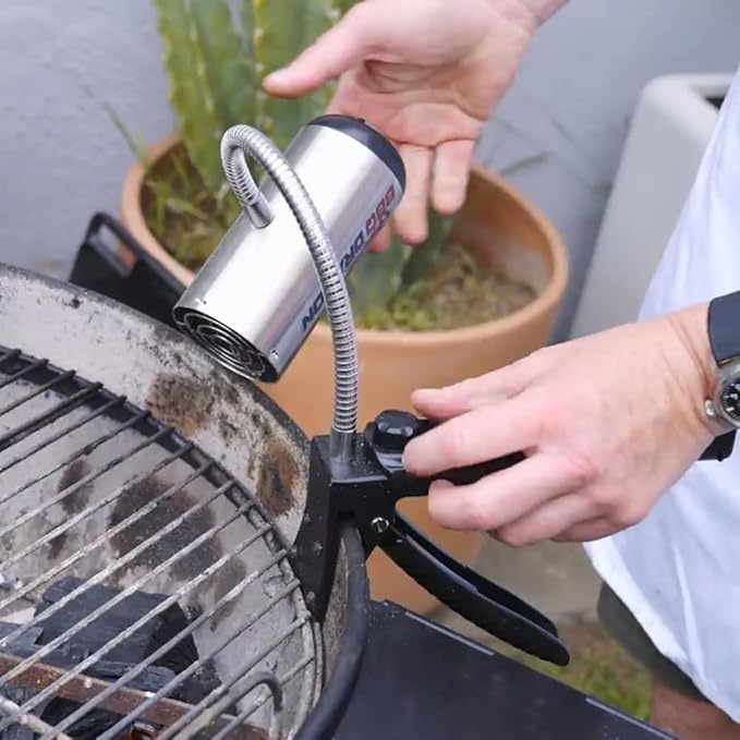 BBQ Dragon Charcoal Fan - Cordless Grill Fan for Camping, Fireplace, and Smokers - Heavy Duty BBQ Air Blower with Adjustable Clamp - Portable Fire Blower for Fireplace and Campfire