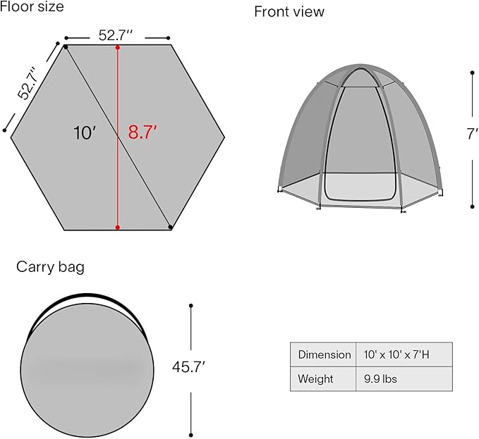 Alvantor Screen House Gazebo, 6-10-15 Person Pop Up Igloo Screened Canopy Tent with Mosquito Netting Sides, Instant UV Resistant Sun Shelter for Garden, Patio, Backyard