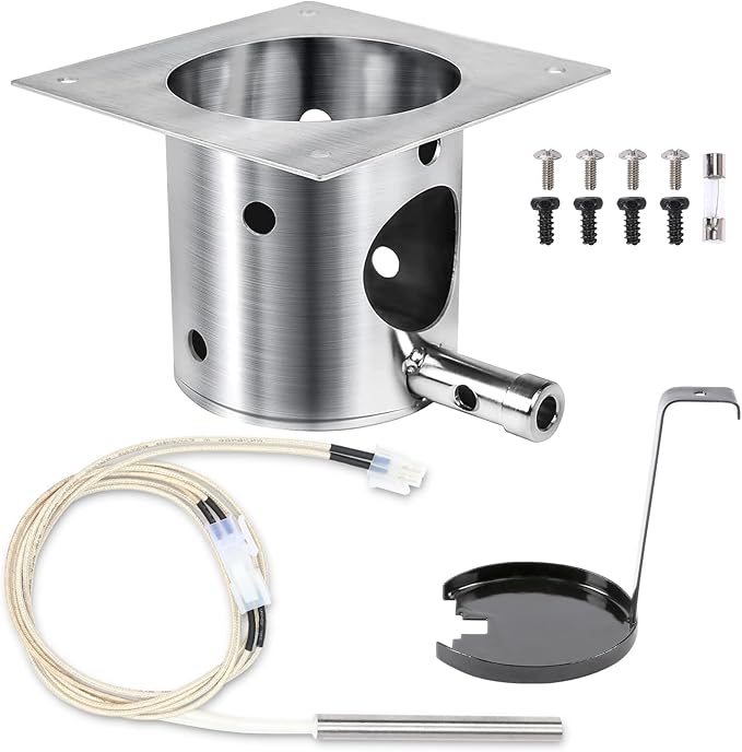 QuliMetal 304 Stainless Steel Fire Burn Pot and D2 Hot Rod Ignitor Kit for Traeger Pro 575 & 780, Ironwood 650 & 885, Silverton 620 & 810 Wood Pellet Grills with D2 Direct Drive and WiFIRE Technology