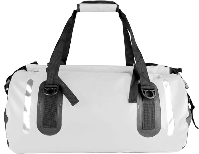 Waterproof Duffle Bag Travel Dry Bag 500D PVC for Motorcycle Tail Kayaking Rafting Boating Swimming Camping Hiking Beach Fishing (White, 40L)