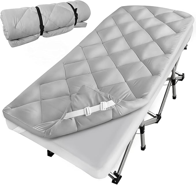 Cot Mattress Pad (Improved Thickness) Quilted Cot Pads for Camping, Sleeping Mattress Topper 30" X 75" for Camp/Rv Bunk/Narrow Twin Beds