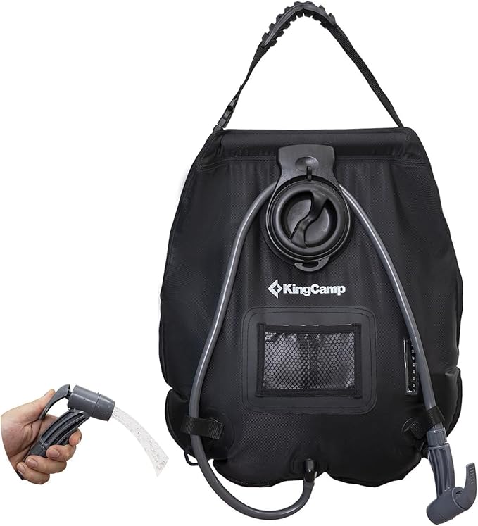 KingCamp Solar Shower Bag, Leak-Proof Design Camping Shower Bag with Thermometer, Removable Hose & Switchable Shower Head, 5 gallon/20L