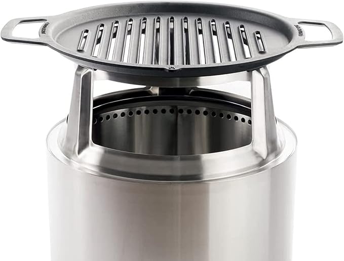 Solo Stove Bonfire Grill Top and Hub, Cast Iron Cooktop with Stainless steel Hub for 8” Elevation, Addition for Bonfire Fire Pit, Weight: 20 lbs, Diameter: 17.5"