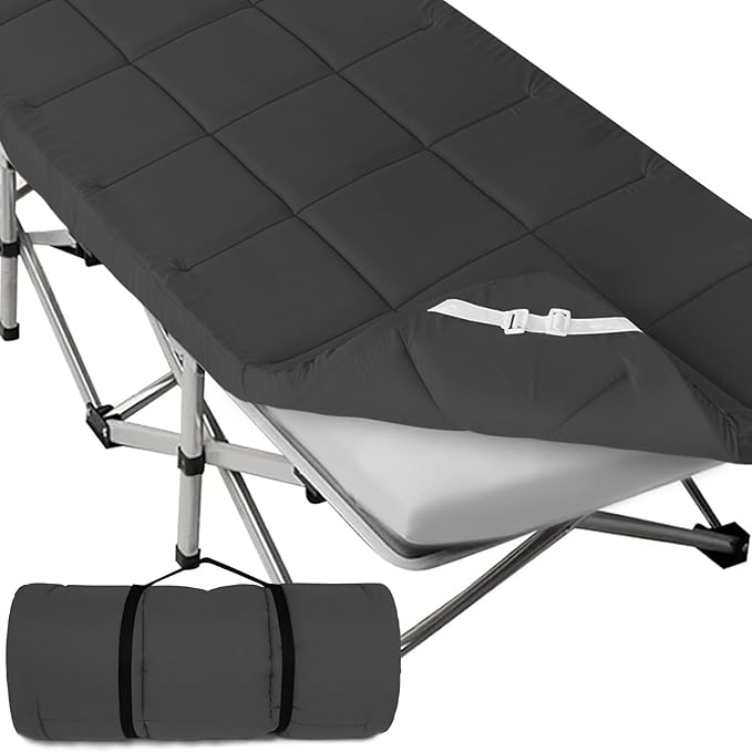 Navy Cot Mattress Topper - Quilted Pads for Camping, 75"x30" for Camp Cot/Rv Bunk/Narrow Twin Beds