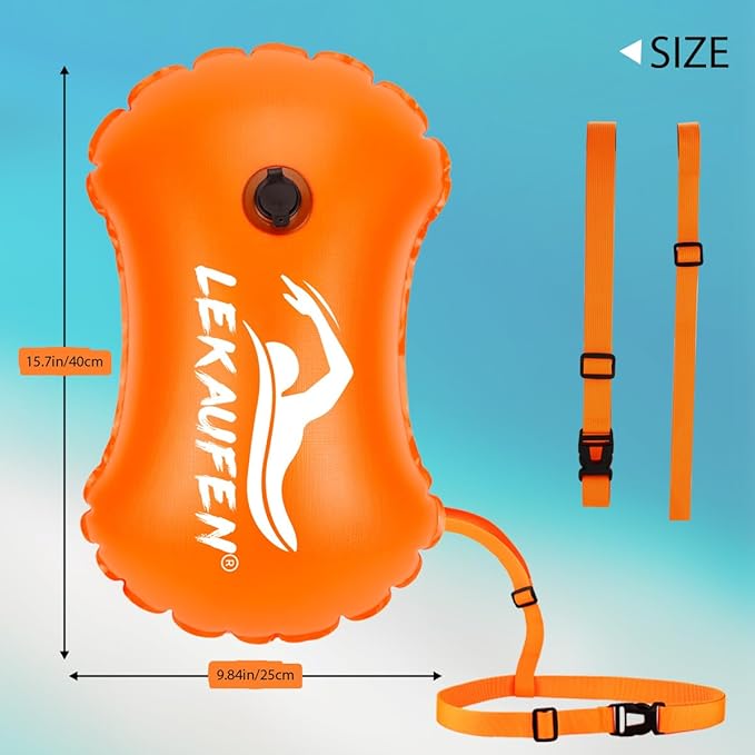 Swim Buoy for Open Water, High-Visibility Swim Safety Float Waterproof Dry Bag for Swimmers Triathletes Kayakers Snorkelers, Swimming Open Water Buoy for Safer Swim Training
