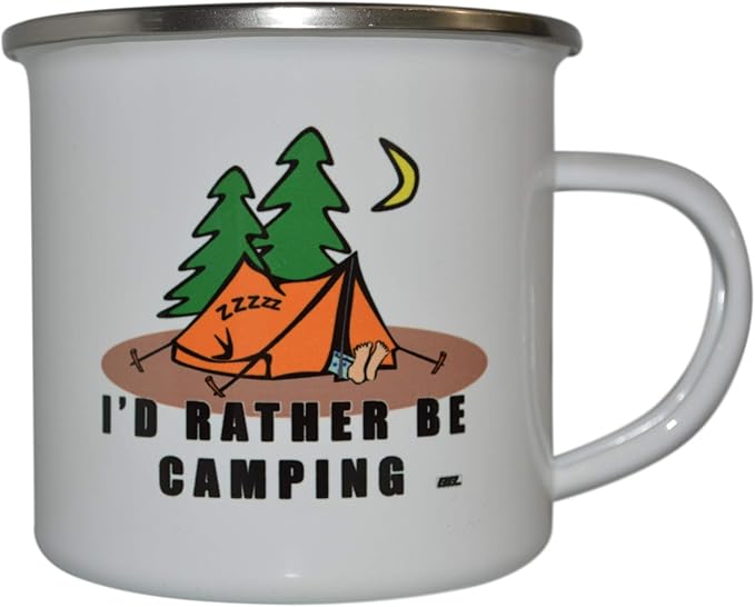 Rogue River Tactical Funny Camp Mug - Enamel Coffee Cup Gift - I'd Rather Be Camping Gear