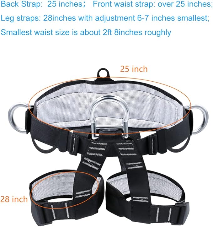 X XBEN Thicken Climbing Harness, Protect Waist Safety Harness Gear, Wider Half Body Harness for Roofing Fire Rescuing Rock Climbing Rappelling Tree Climb