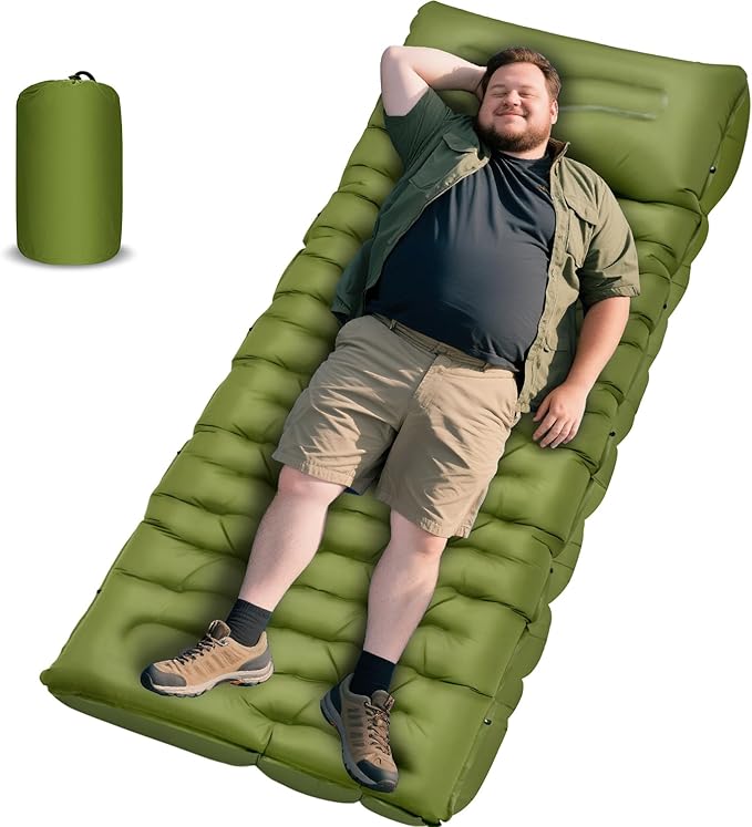 Sleeping Pad for Camping, 6" Extra Thick Camping Sleeping Pad with Pillows & Built-in Foot Pump, Ultralight Inflatable Sleeping Pads Compact for Travel Tent Hiking Camping Backpacking Car Camp Gear