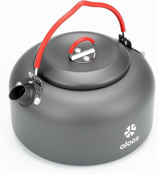 Alocs 1.4L Kettle Teapot, Portable Camping Coffee Pot, Hard-Anodized Aluminum Camping Kettle, Compact Tea Kettle for Stove Top, Outdoor, Hiking, Camping, Picnic and Traveling.