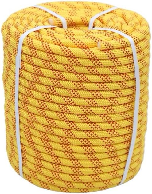 Rigging Rope 3/4in x 150 Ft Double Braided Polyester Rope Polyester Braided Arborist 48 Strands for Various Outdoor Applications Construction Climbing Swing Sailing (Yellow, 3/4X150FT)