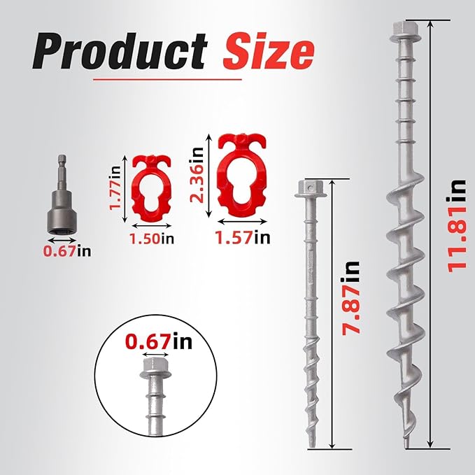 Non-Rust Cast Aluminum Ground Anchors - Heavy Duty Screw in Tent Stakes for Superior Stability Ideal for Securing Animals, Tents, Canopies, Sheds, Car Ports, Swing Sets Outdoors-16Packs