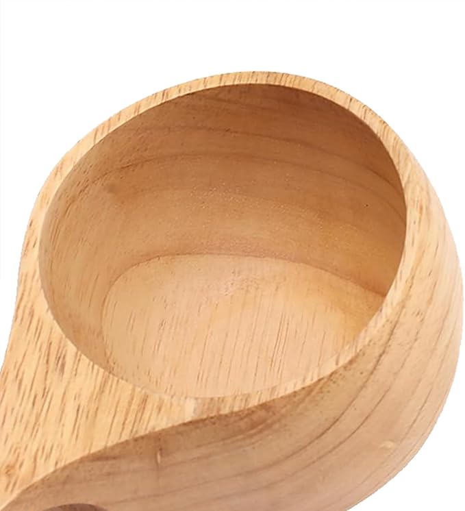 Wood Cup for Kuksa, Camping Mugs Essential Equipment for Bushcraft Gear Also Camping Essentials Wooden Cup Made by Traditional Hand Carving and Equipped with Hanging Rope and aHandle(Beige)