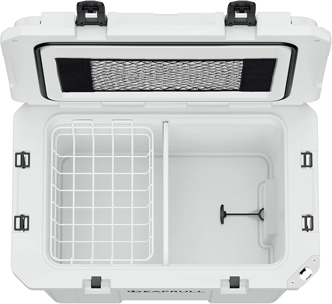 60 Quart Hard Cooler, Insulated Ice Chest Box Holds Ice for up to 6 Days, Portable Cooler with Nylon Rope Handles, Cup Holders, Double Latches for Camping Drink, Beach, Picnic, Fishing, Boat, Barbecue