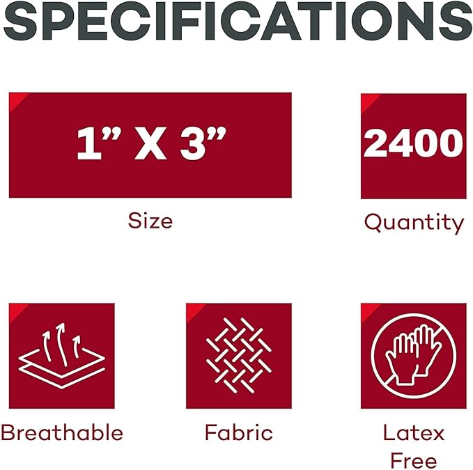 Dealmed Sheer Plastic Flexible Adhesive Bandages – 100 Count (24 Pack) Bandages with Non-Stick Pad, Latex Free, Wound Care for First Aid Kit, 1" x 3"