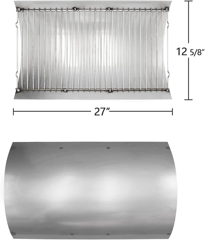 Hongso 27 Inches Ash Pan Fits Chargriller 1224, 1324, 2121, 2222, 2727, 2828, 2929 Charcoal Grills, Charbroil 17302056 Grill Repair Replacement Part with Fire Grate Hanger