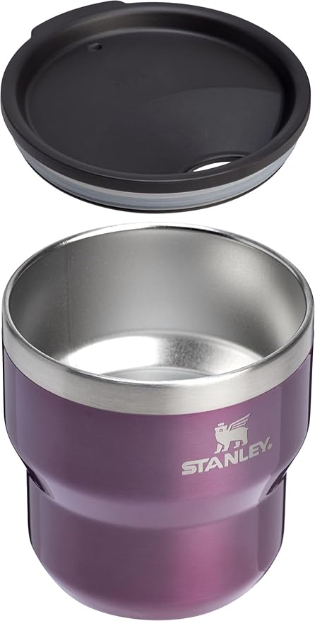 Stanley Stay-Hot Stacking Camp Cup 10 oz | Press In Drink Through Lid | Cup for Coffee, Tea and Drinks | Insulated Stainless Steel Coffee Mug | BPA-Free | Wisteria Shine