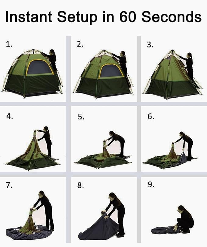 Camping Tent with Instant Setup, 2/3 Person Weatherproof Tent Easy Quick Set Up in 60 Seconds with Rainfly Backpack Tent for Family Camping & Hiking, Upgraded Ventilation,Center Height 66-inch