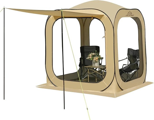 6x6 FT Pop Up Screen Tent - Instant Screened Gazebo Canopy with Mosquito Net, Portable Backyard Tent for 4-6 People, Easy Setup Patio Shelter for Camping, BBQ, Sports & Outdoor Activities