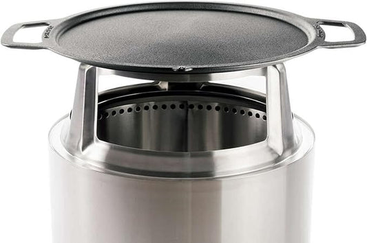 Solo Stove Bonfire Griddle + Hub, Cast Iron Cookware with Stainless Steel Hub for 8” Elevation, Addition to Bonfire fire Pit, Weight: 19.5lbs, Cooking Surface Diameter 17.75"