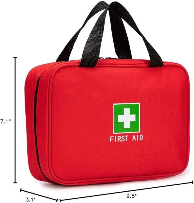 Red First Aid Bag Empty Travel Rescue Pouch First Responder Storage Compact Survival Medicine Bag for Car Home Office Kitchen Sport Outdoors (Red)