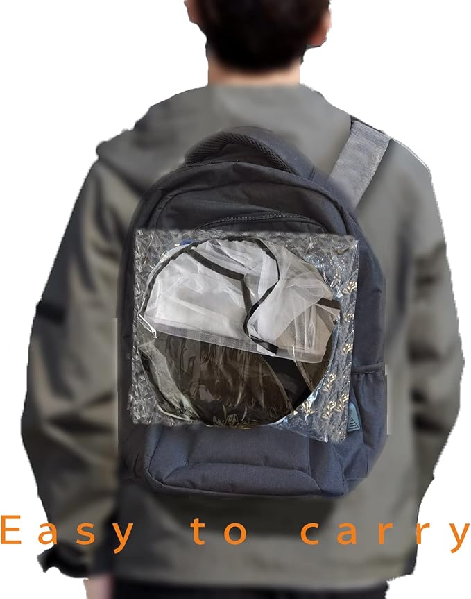 CMINGJ Portable Mosquito Head Net Foldable Pop-Up Travel Essentials Mosquito Net for Bed Free Installation-Large Size Suitable for Bedroom, Camping, nap (Black Large)