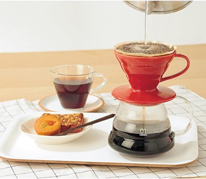 Hario V60 Ceramic Coffee Dripper Pour Over Cone Coffee Maker Size 01, Red