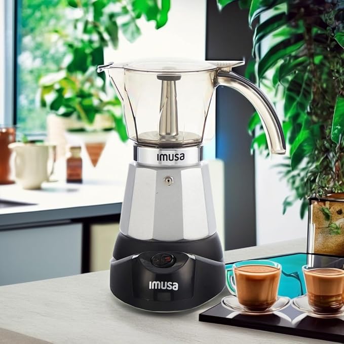 Imusa 6 or 3cup Electric Espresso Maker, Silver