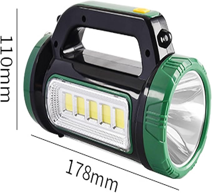 Solar LED Searchlight Spotlights, Rechargeable Super Bright 10000LM Handheld Spotlight Lantern, Multifunctional LED Lamp Camping Work Light, 6 Light Modes, Power Bank, IPX4 Waterproof