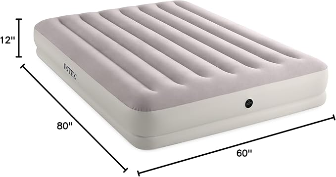 Intex 64177E Dura-Beam Standard Prestige Mid-Rise Air Mattress: Fiber-Tech – Twin Size – Quickfill USB Air Pump