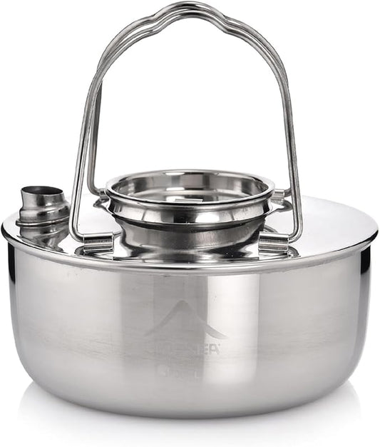 Widesea 1.7L Stainless Steel Camping Kettle Food-Grade 304 Tea Pot with Extra-Thick Handle Portable Water Boiler for Campfire, Hiking, Backpacking & Outdoor Cooking