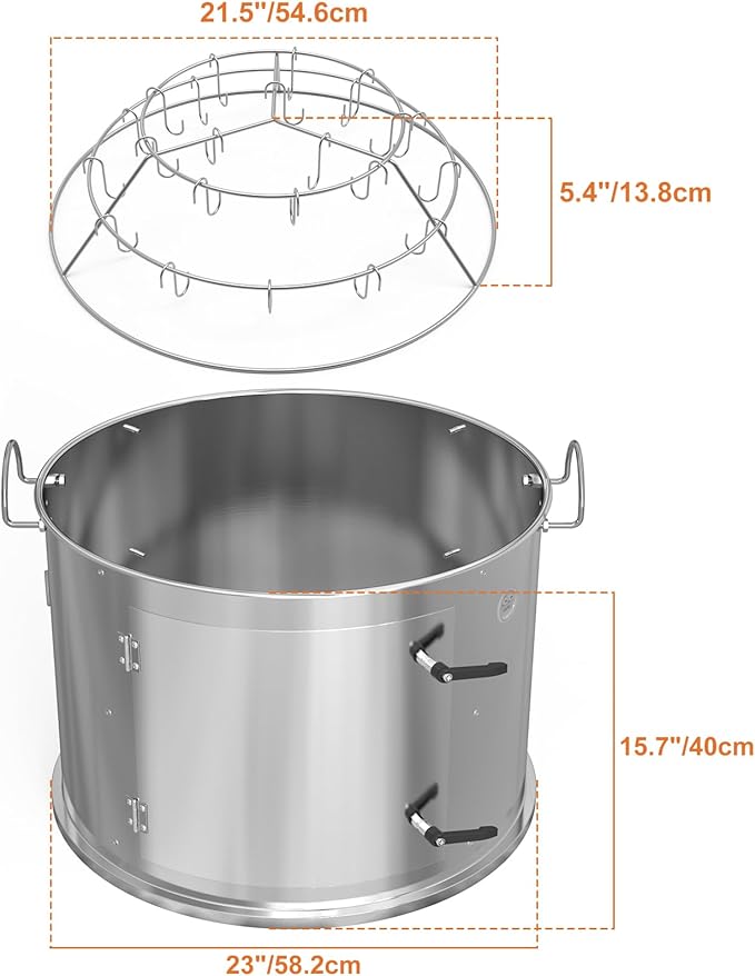 only fire Stainless Steel Grill Cooking Smoking Attachment, Charcoal, Rib Hanging System for Weber 22 inch Kettle Grills - Turns Your Kettle into Smoker