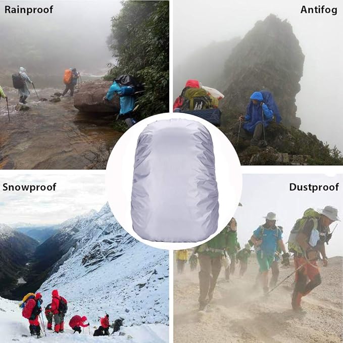 Waterproof Backpack Rain Cover with Anti Slip Buckle Strap for Camping, Hiking, Traveling, Hunting, Biking, 15-80L