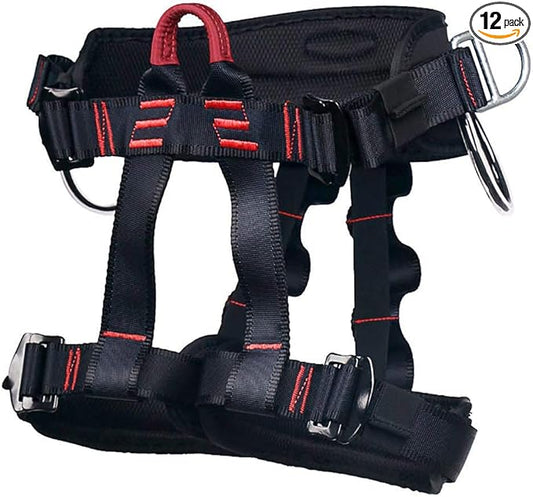 X XBEN Climbing Harness, Protect Waist Safety Harness Gear, Wider Half Body Harness for Roofing Fire Rescuing Rock Climbing Rappelling Tree Climb Red