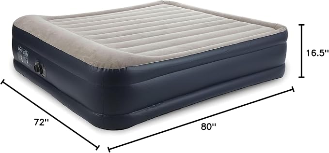 Intex 2 Pack Dura Beam Plus Deluxe Airbed, Inflatable Blow Up Portable Air Mattress with Built-in Internal Air Pump, King-Sized Bed