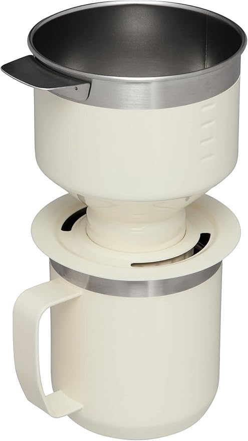 Stanley Perfect Brew Pour Over Set | 12 oz Camp Mug with Lid Included | Drip Coffee Maker with Reusable Filter | Insulated Stainless Steel | BPA-Free | Cream Gloss
