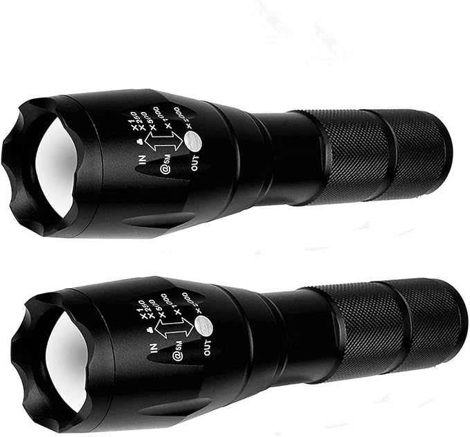 2 Pack Tactical Flashlights Torch, Military Grade 5 Modes High Lumens Led Waterproof Handheld Flashlight for Camping Biking Hiking Outdoor Home Emergency, Camping Essentials Gear