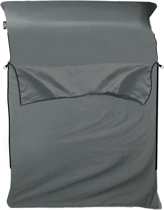 Frelaxy Sleeping Bag Liner, XL Travel Sheet & Camping Sheet for Backpacking, Hotel, Hostels & Traveling, Comfy & Easy Care, Full-Length Zipper/No Zipper