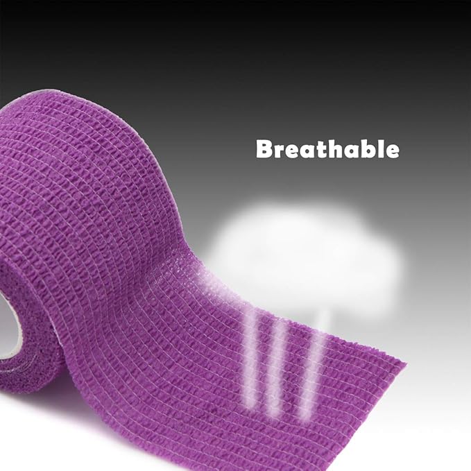 First Aid Self Adherent Cohesive Bandages, First Aid Tape Cohesive Wrap Bandage, Colorful Bandages(2 inches x 5 Yards,12 Packs,Colorful)