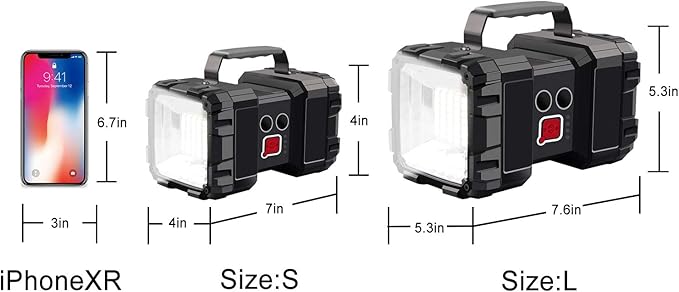 AlpsWolf Rechargeable Flashlight, LED Spotlight Flashlight 10000 Capacity 1200LM 20h Ultra-Long Standby 3+4 Lights Modes Camping Flashlight Waterproof with USB Output as a Power Bank