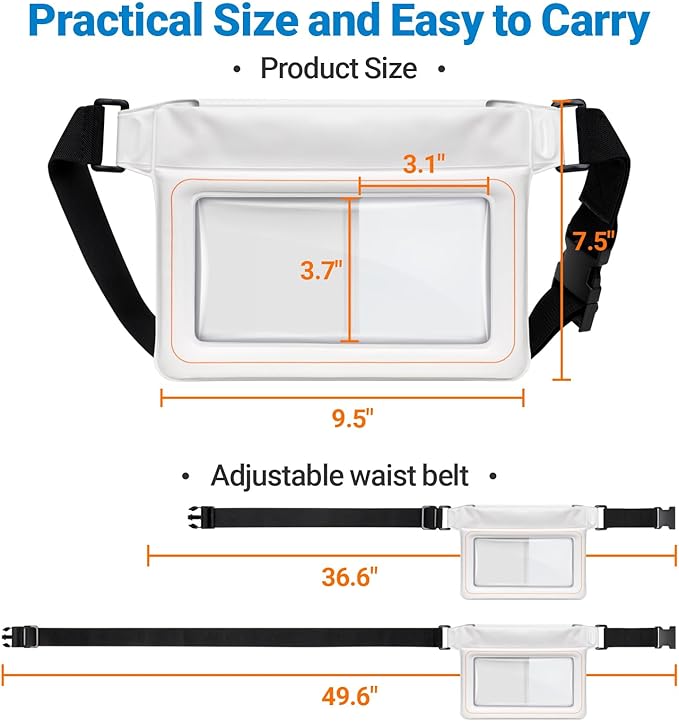 F-color Waterproof Fanny Pack Floating - Waterproof Waist Pack with 35oz Buoyancy - Cruise Essentials Must Haves Fanny Dry Pack Keeps Phone Valuables Safe for Beach Kayaking Boating