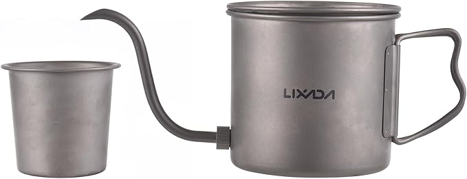 Lixada Titanium Camping Kettle - Coffee Pot with Removable Spout