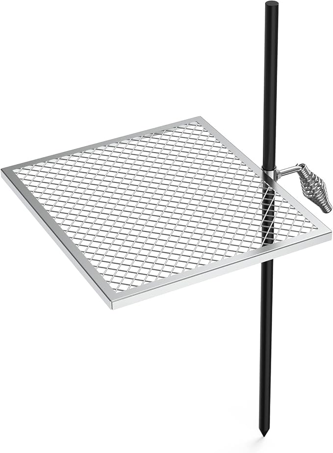 only fire Swivel Campfire Grill Adjustable Open Fire Grill Grate, Mesh Cooking Grate for Fire Pit Grilling, Outdoor Camping, Hiking